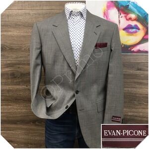 VINTAGE EVAN PICONE Mens Blazer Sport Coat Casual Jacket Size 44L Wool Suit NEW!